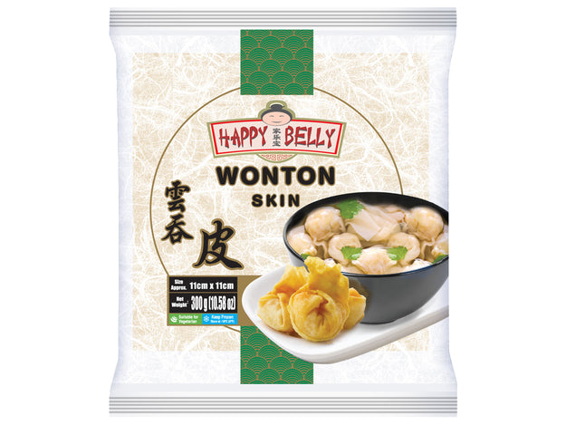 Wonton Skin, Wantan Blaetter, 11x11cm, 300g, Happy Belly