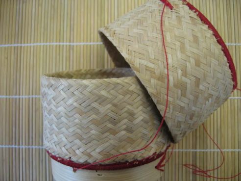 Bambuskorb zum Warmhalten von Klebereis, (13cm)