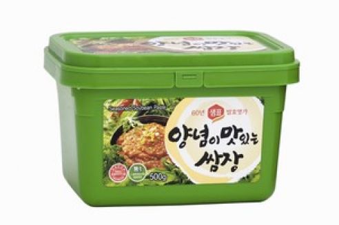 Sojabohnenpaste, gewuerzt, Ssamjang, Sempio, 500g gruene Box