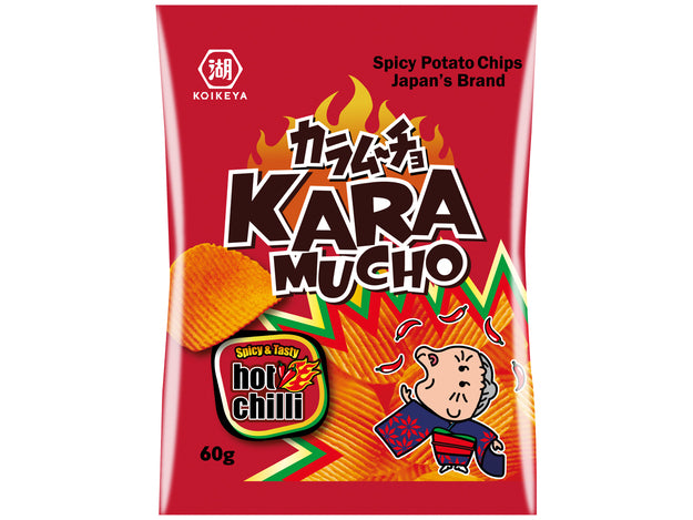 Karamucho, japanische geriffelte Kartoffel Chips, hot chili, Koikeya, 60g