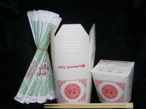 Food-Box fuer Asian Street Food, 10 St., incl. 10 paar Bambus Essstaebchen