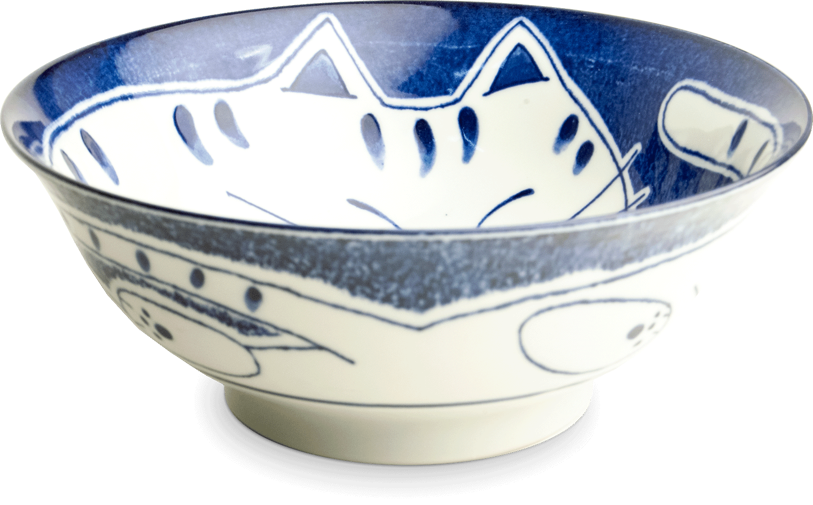 Ramen Bowl, Blaue Katze, Japan, 20,5cm x 8cm