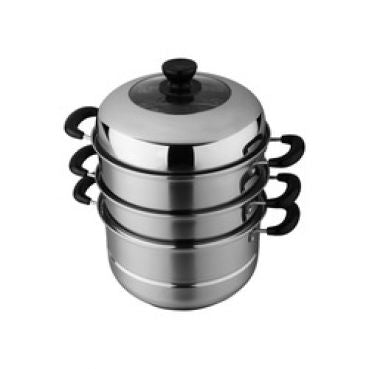 Dampfgarer, Steam Pot, Bapao, Edelstahl, 3 tlg. 28cm