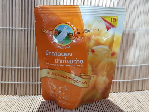 Senfkohl, eingelegt, scharf u. sauer, Pigeon Brand, Beutel, 145g/95g ATG