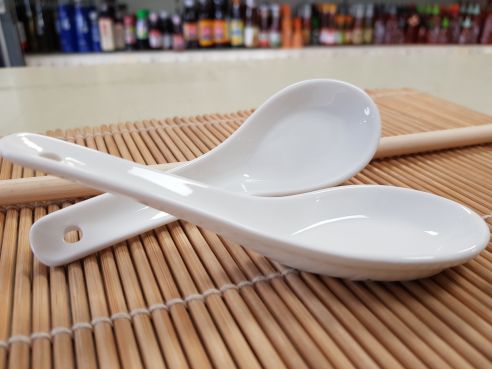 Porzellan-Loeffel, weiss, 13cm lang, 4,5 cm breit