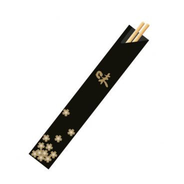 Essstaebchen, Bambus, 100 Paar, in schwarzer Papierhuelle, 21cm lang