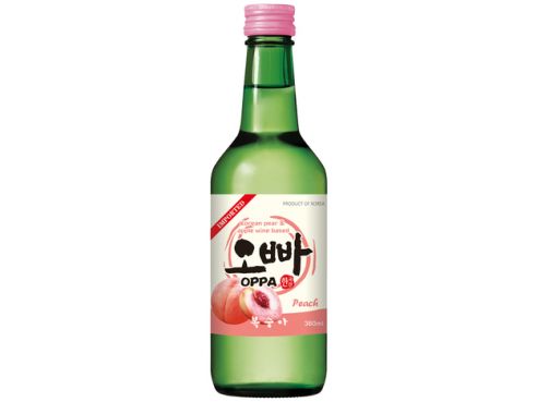 Soju, Pfirsich, Vodka aus Korea, Oppa, Alk. 12 % VOL., 360ml