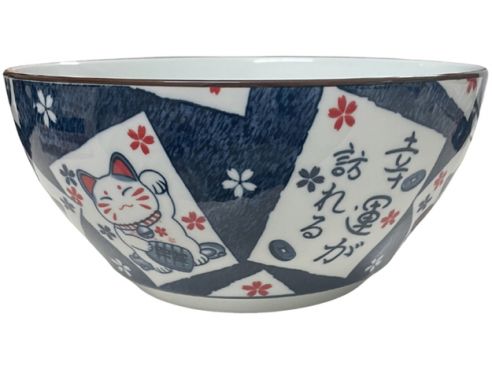 Ramen Schale, Glückskatze, Keramikschuessel,  20 x 7,5 cm