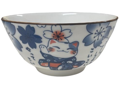 Reisschale, Keramik, Glueckskatze, 14,5 x 7 cm