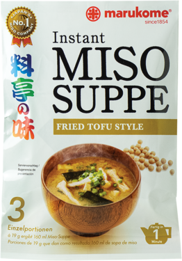 Instant Miso Suppe, gebratener Tofu+Wakame+Fruehlingszwiebeln, Marukome, 3 Portionen, 57g