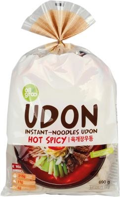 Udon, Instant Noodles Udon, Hot Spicy, All Groo, 690g