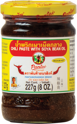 Chili Paste mit Sojaoel, mittel scharf, Pantai, 227g