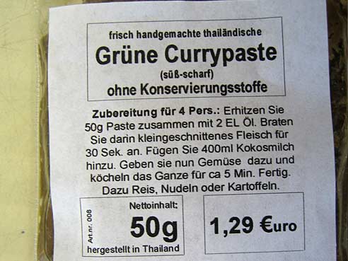 Thailaendische Currypaste Gruen, frisch handgemacht, 50g