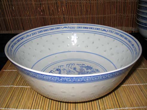 Reisschale, Reiskorn, blau-weiss, 25 cm Durchmesser