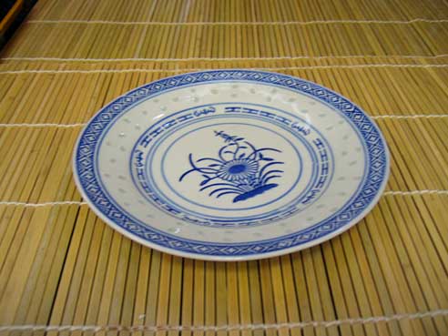 Teller, flach, rk, blau weiß, 15cm