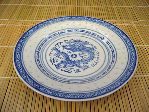 Teller, flach, rk, blau weiss, 17,5cm