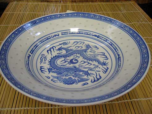 Teller, tief, rk, blau weiß, 23cm