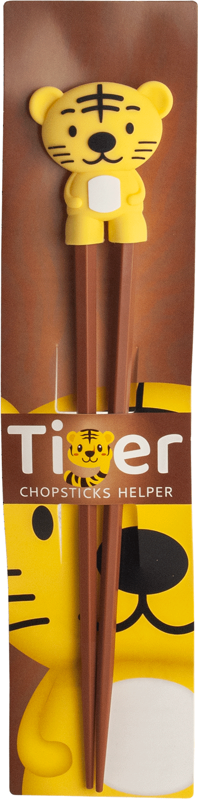 Eßstäbchenhelfer mit Stäbchen, Tiger, 5,3cm